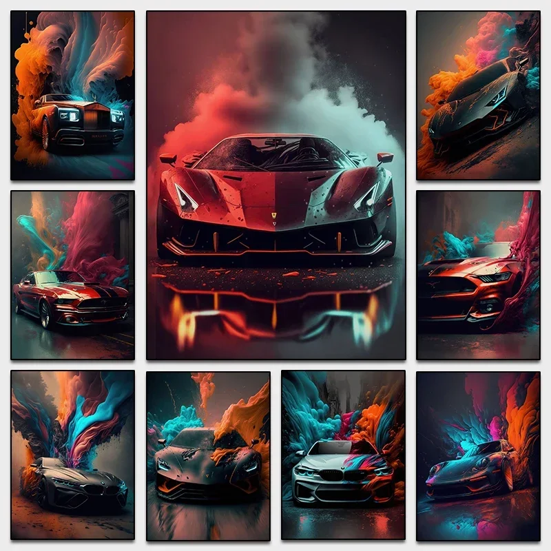 Photography Landscape - Modern Lamborghini Fütüristik Sanat Cabriolet Supercar